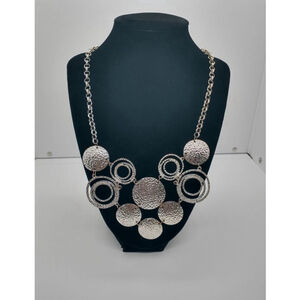 New Directions Silver Tone Hammered Disc Ring Necklace